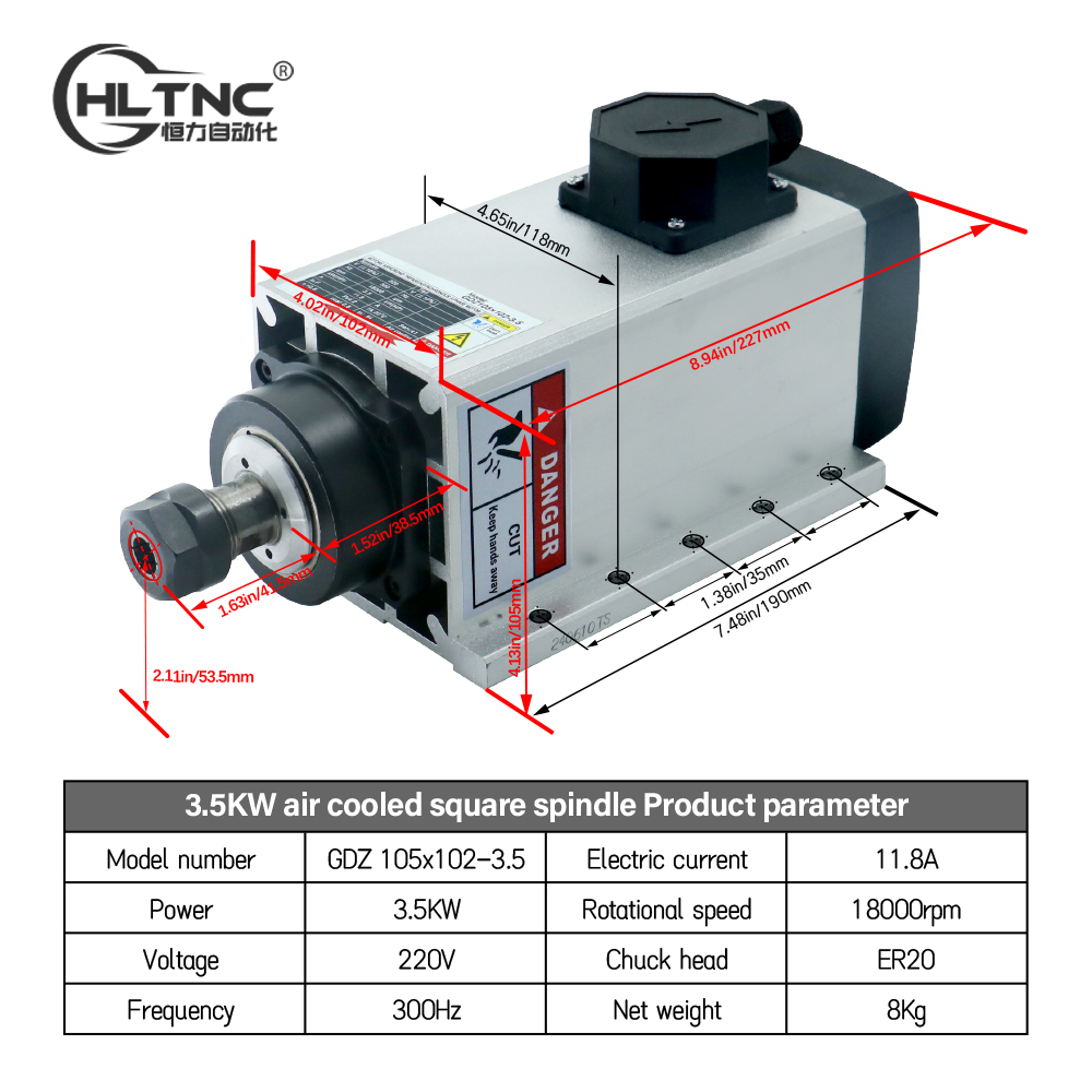 3,5 kW ER20 220 V quadratische – Cnc Spindle Motor Bewertung und Preis