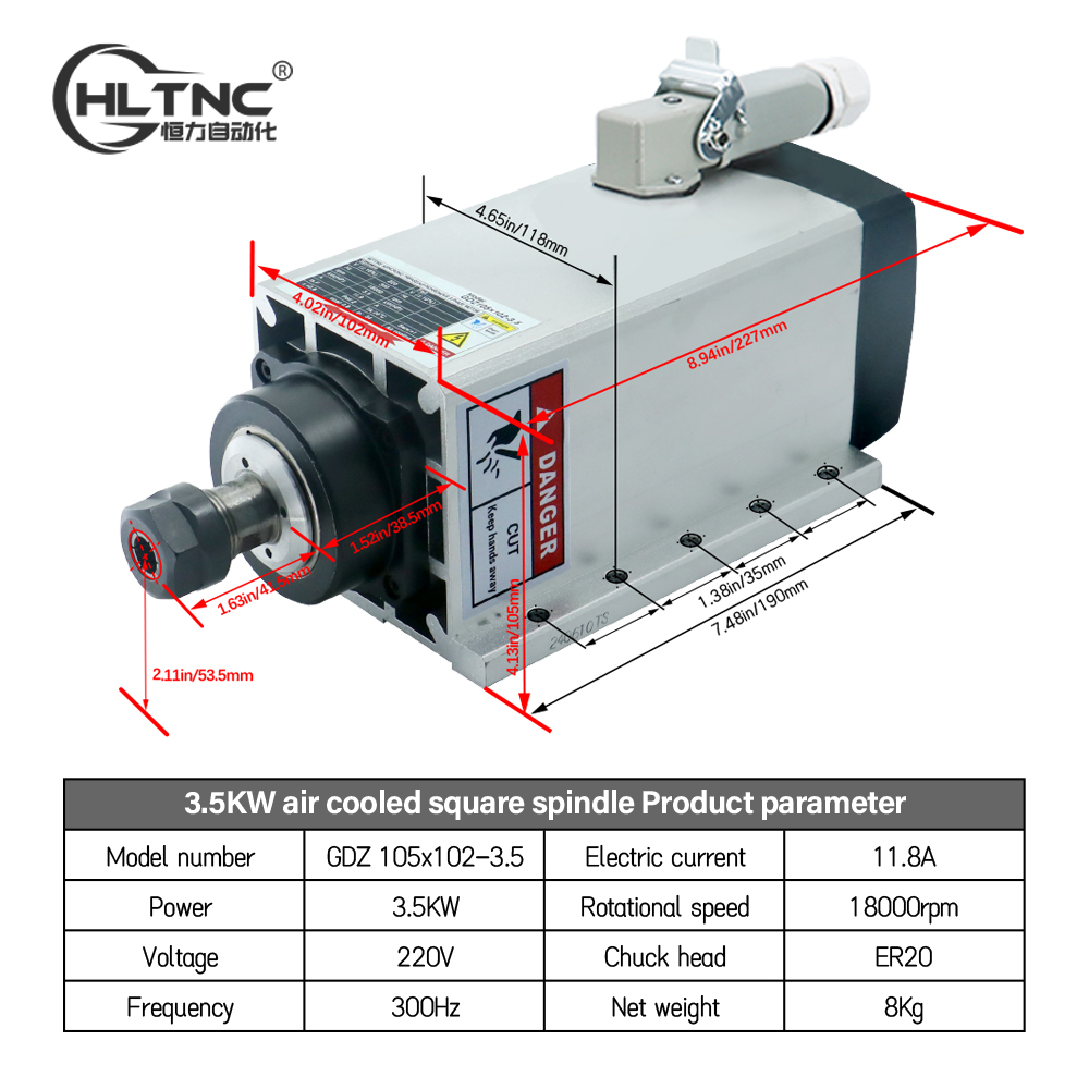 3,5 kW ER20 220 V quadratische – Cnc Spindle Motor Bewertung und Preis